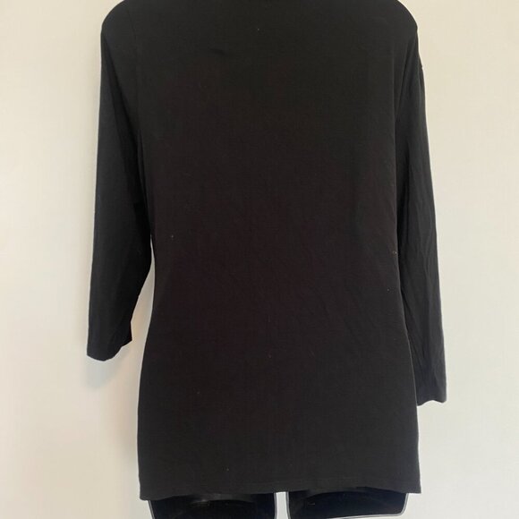 Coldwater Creek Wrap Long Sleeve Shirt Black Strechy Fitted Top Plus Size 1X - Picture 6 of 8